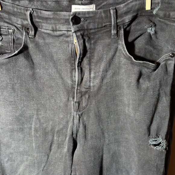 Good American Good Legs Skinny Jeans Black Distressed High Rise - Picture 8 of 10